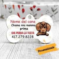 Personalized Dog Call My Mom Cane Italian Bone Pet Tag AP1211 30O34 thumb 1
