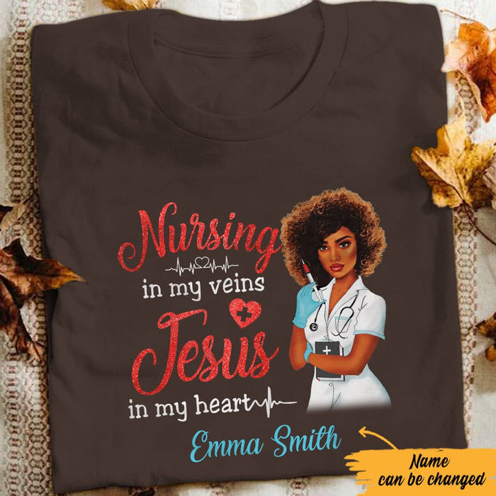 Personalized Jesus Nurse Melanin T Shirt JN211 65O57 1