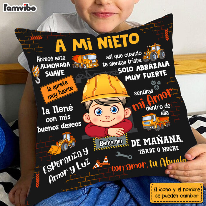 Personalized Gift For Grandson Construction Spanish Hug This Pillow 30723 1
