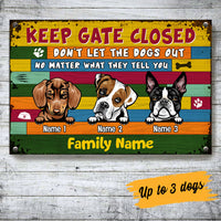 Personalized Dog Welcome Keep Gate Closed Metal Sign JL95 24O53 thumb 1