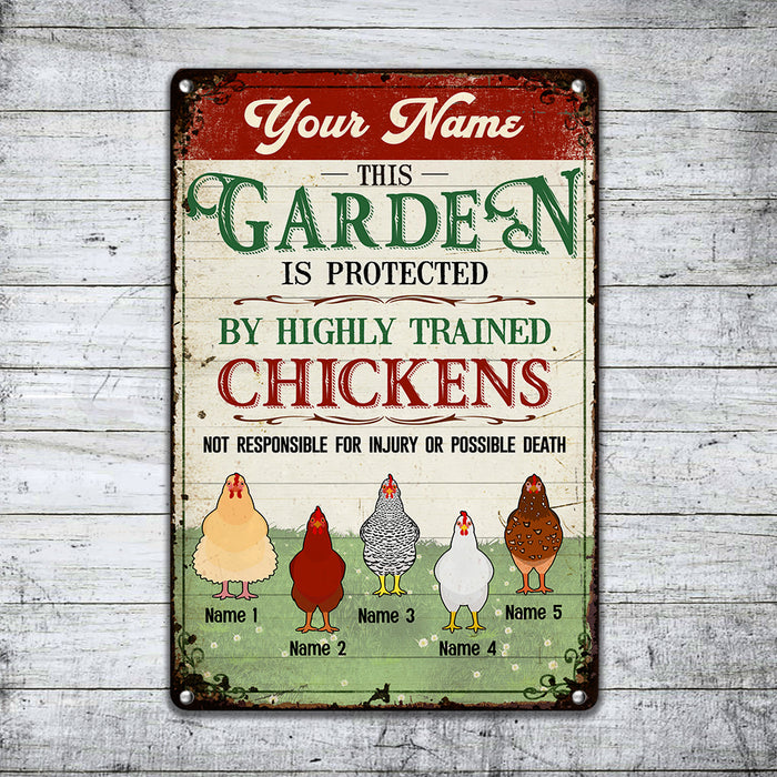 Personalized Garden Chicken Metal Sign JN303 95O57 1