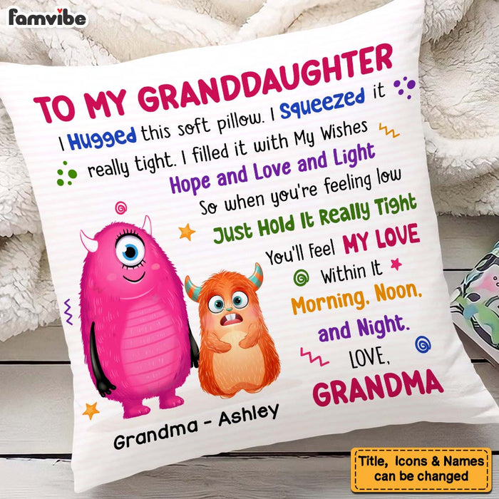 Personalized Gift For Granddaughter Monster Hug This Pillow 25520 1