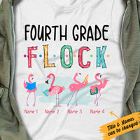 Personalized Teacher Flamingo Flock T Shirt JN271 30O34 thumb 1