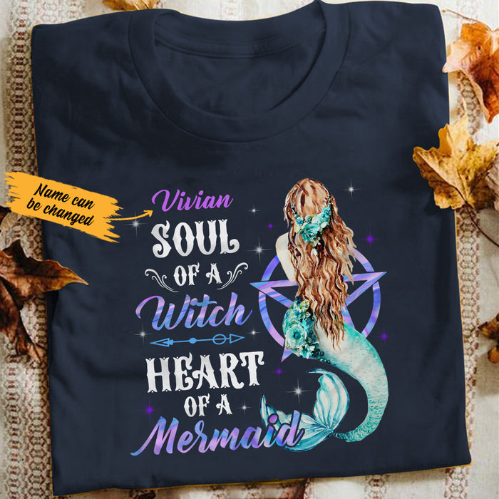 Personalized Mermaid Witch Soul & Heart Halloween T Shirt AG261 95O47 1