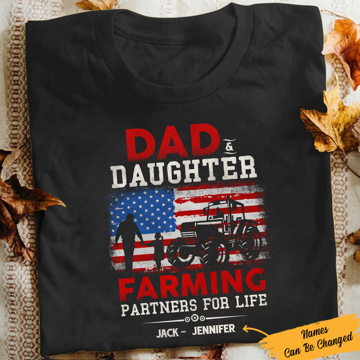 Personalized Tractor Farmer Dad & Daughter Farming Partners T Shirt JL291 67O57 1