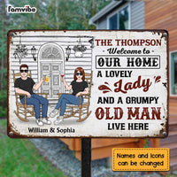 Personalized Couple Lovely Wife Grumpy Old Husband Live Here Metal Sign JN94 58O47 thumb 1