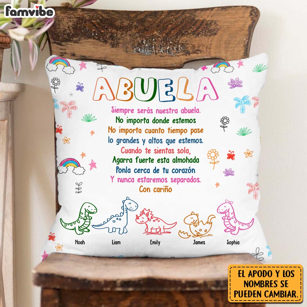 Personalized Grandma Spanish Dinosaur Pillow 30701 Primary Mockup