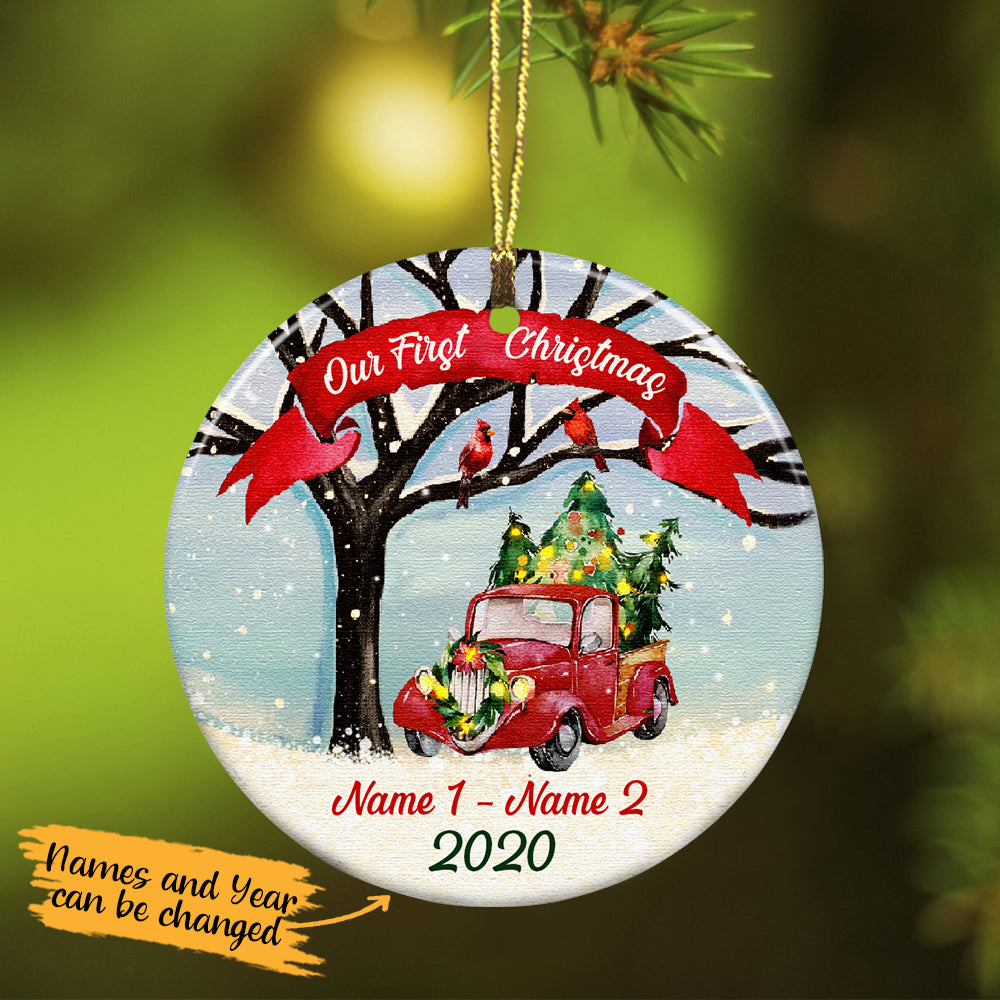 Personalized Red Truck First Christmas Couple Ornament SB251 95O65