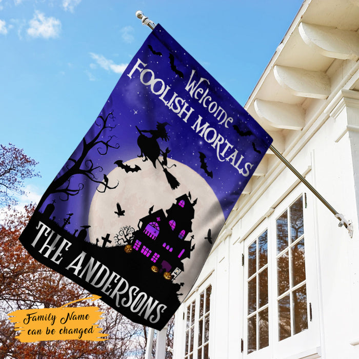 Personalized Halloween Welcome Mortals Flag JL204 30O47 1