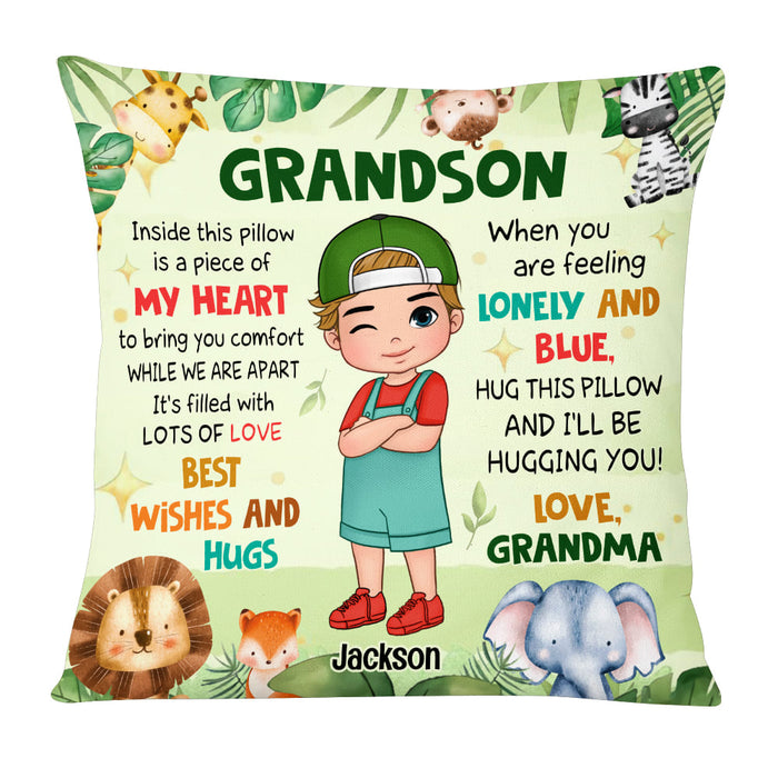 Personalized Gift For Grandson Woodland Animals Hug This Pillow 30810 1