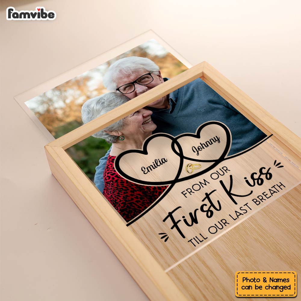 Personalized Couple Gift Our First Kiss Picture Frame Light Box 31398 Primary Mockup