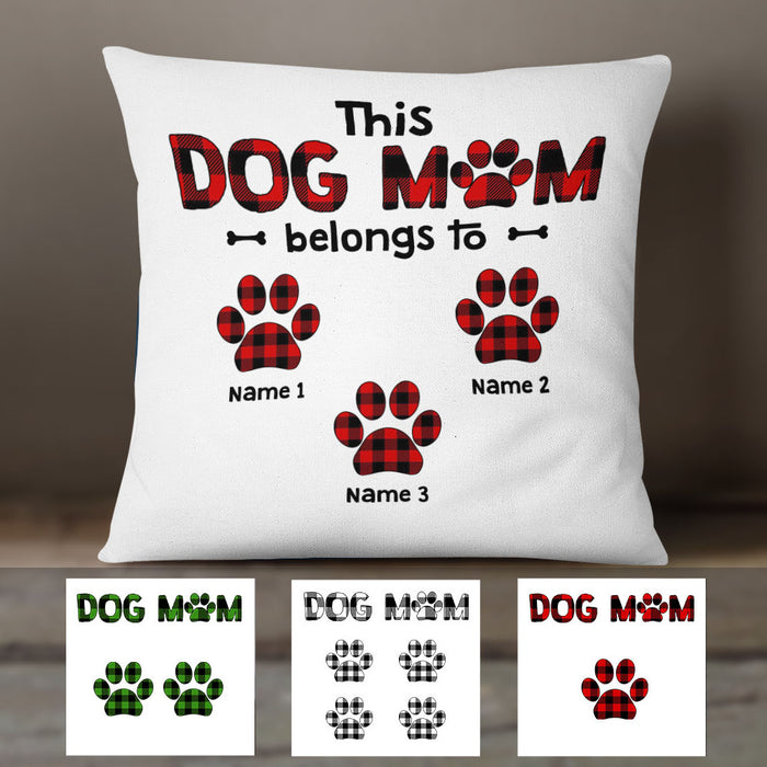 Personalized This Dog Mom Belongs To Buffalo Plaid  Pillow OB131 30O58 (Insert Included) 1