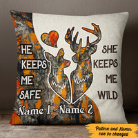 Personalized Deer Hunting Valentine Couple Pillow  JR91 81O47 (Insert Included) thumb 1
