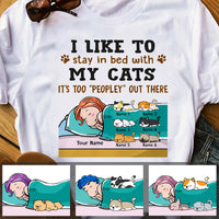 Personalized Stay In Bed With My Cat T Shirt  JR131 29O47 thumb 1