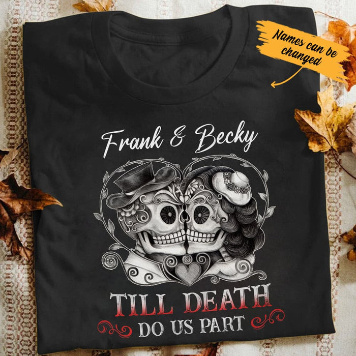 Personalized Skull Husband & Wife T Shirt JN166 95O34 1