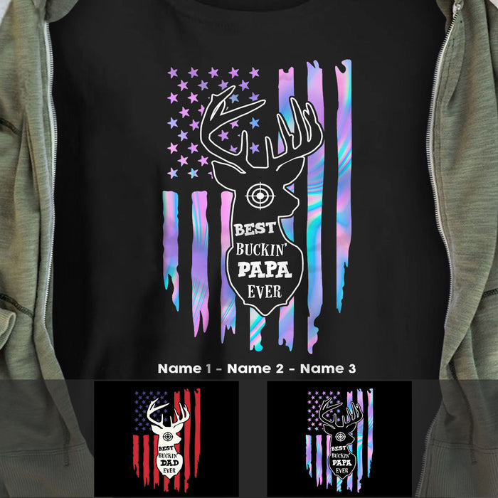 Personalized Deer Hunting Buckin Dad Grandpa T Shirt MY72 67O58 1