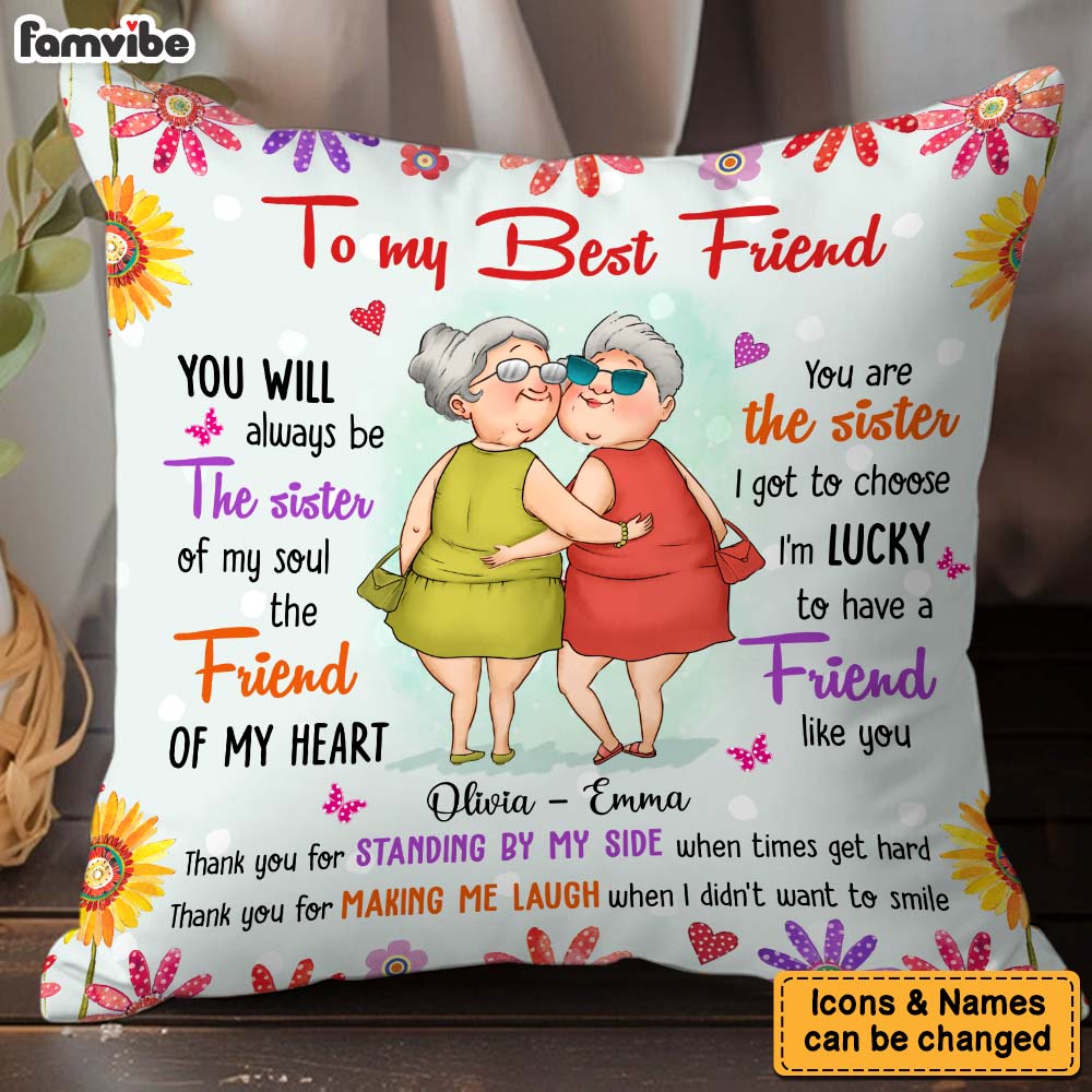 Personalized Gift For Friends Sister Of My Soul Friend Of My Heart Pillow 31014 Primary Mockup