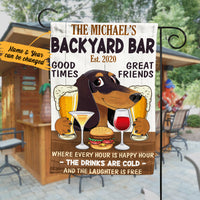 Personalized Happy Hour Dachshund Dog Backyard Bar Flag AG191 28O36 thumb 1