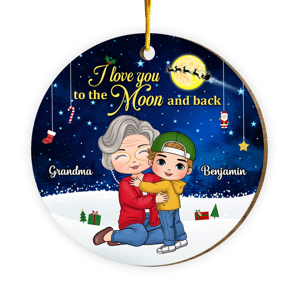 Personalized Gift For Grandson Love To The Moon Circle Ornament 30580 Primary Mockup