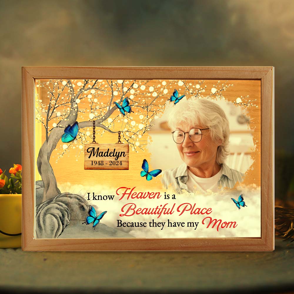 Personalized Memorial Gift I Know Heaven Is A Beautiful Place Picture Frame Light Box 31643 Primary Mockup
