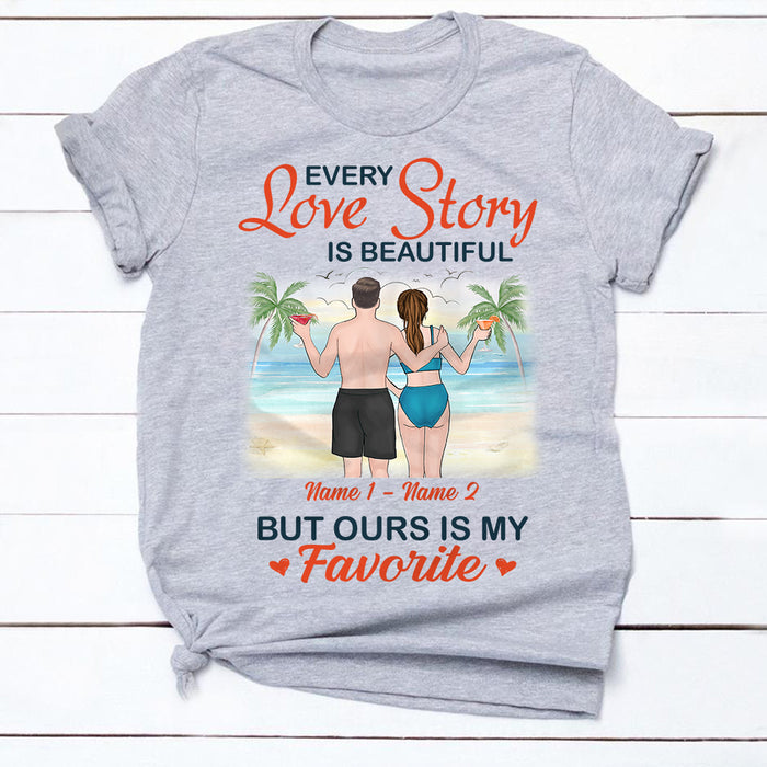 Personalized Couple Beach Love Story T Shirt JN211 30O34 1