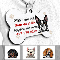 Personalized Chien Appelez Ma Mère French Dog Call My Mom Bone Pet Tag AP93 67O58 thumb 1
