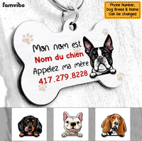 Personalized Chien Appelez Ma Mère French Dog Call My Mom Bone Pet Tag AP93 67O58 thumb 1