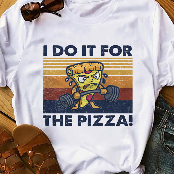 Gym Funny Pizza  White T Shirt JL11 85O60 1
