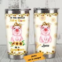 Personalized Pig With Sunflower Steel Tumbler JN184 73O47 thumb 1