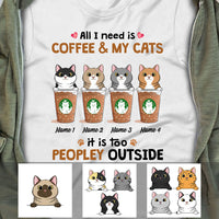 Personalized Coffee Cat Mom Grandma T Shirt MR172 65O60 thumb 1