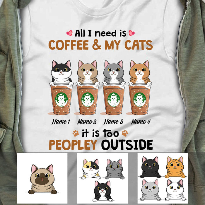 Personalized Coffee Cat Mom Grandma T Shirt MR172 65O60 1