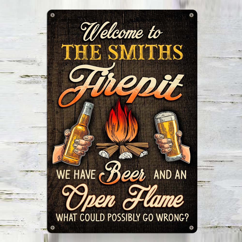 Personalized Gift For Family Camping Firepit Metal Sign 31295 Primary Mockup