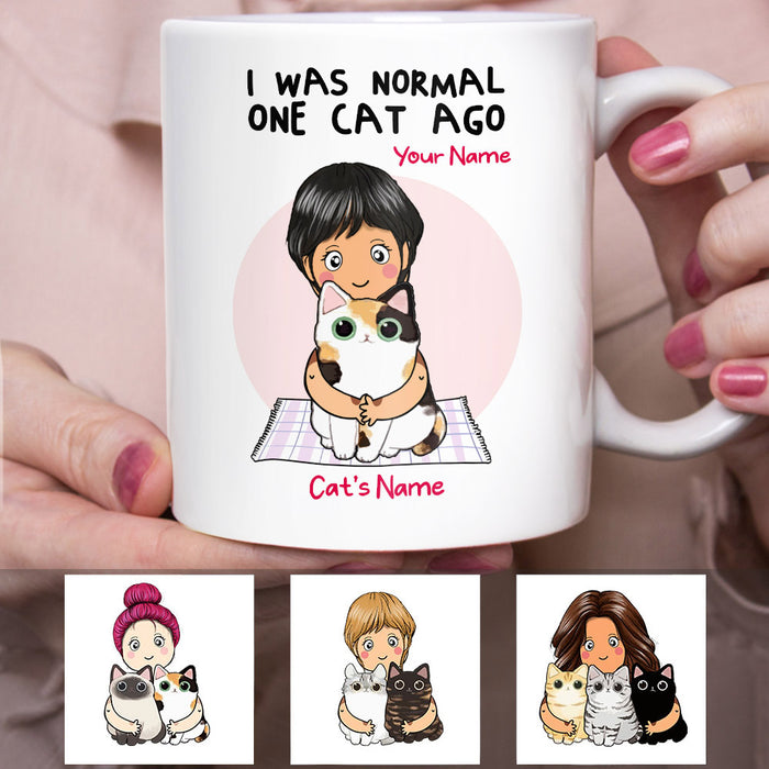 Personalized Cat I Was Normal Mug JR231 30O53 1