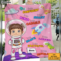 Personalized Gift For Granddaughter I Am Kind Affirmation Astronaut Theme Blanket 30927 thumb 1