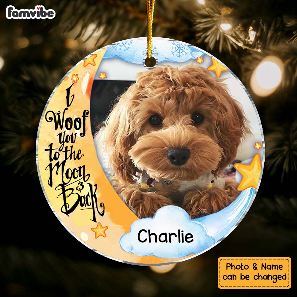 Personalized I Woof You To The Moon And Back Dog Lovers  Circle Ornament 30178 Primary Mockup