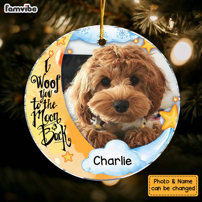 Personalized I Woof You To The Moon And Back Dog Lovers  Circle Ornament 30178 1