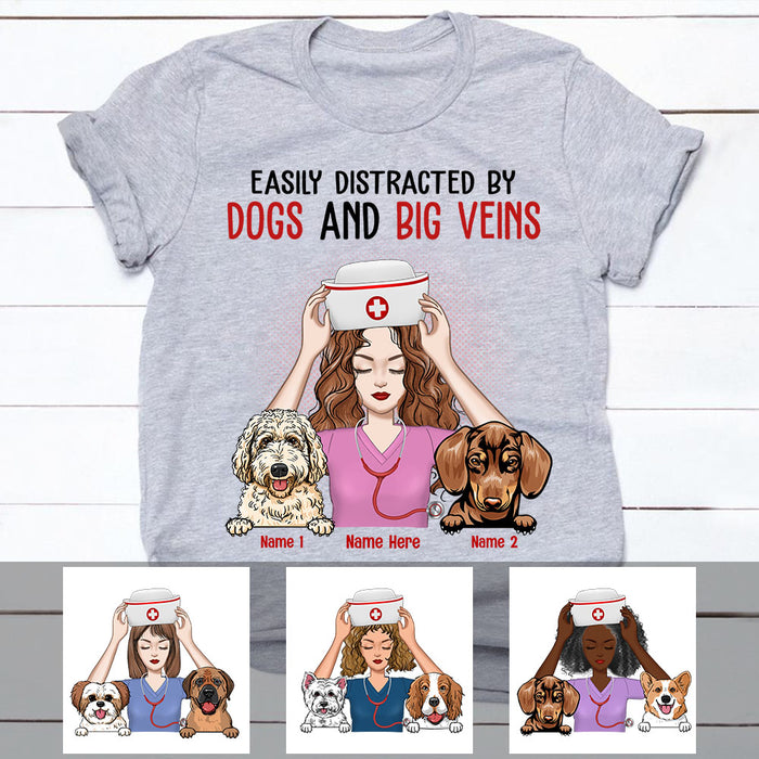 Personalized Easily Distracted By Dog And Nurse T Shirt MR41 65O60 1