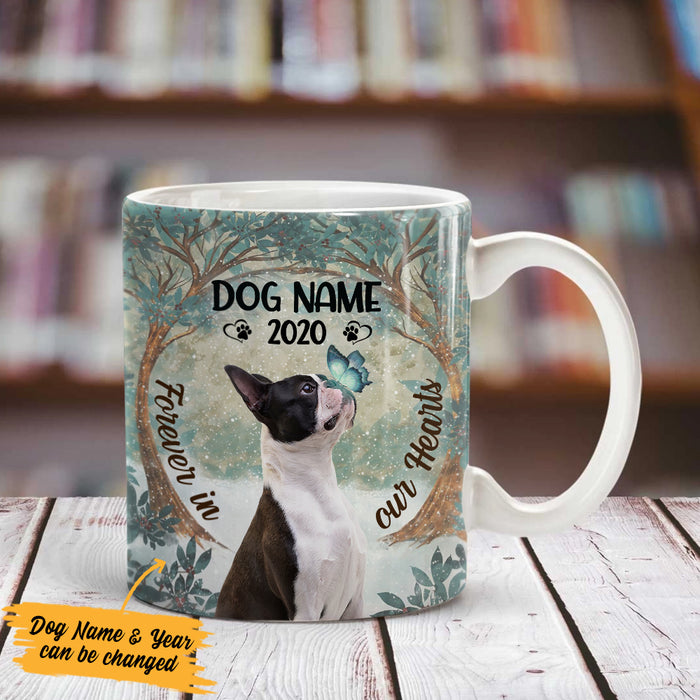 Personalized Forever In Our Hearts Boston Terrier Dog Memorial Mug OB81 73O36 1