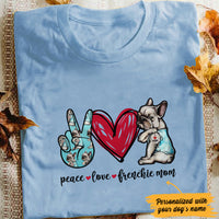 Personalized Peace Love French Bulldog Mom Shirt AG271 81O36 thumb 1