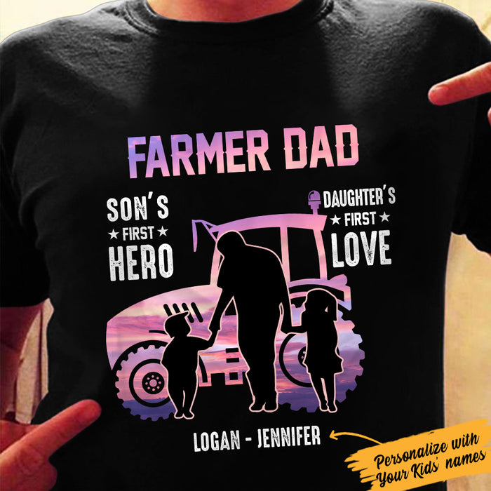 Personalized Farmer Dad Son and Daughter's Hero Tractor T Shirt JL282 28O47 1