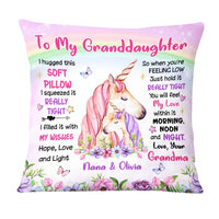 Personalized To Granddaughter From Grandma Unicorn Hug This Pillow 22690 thumb 1
