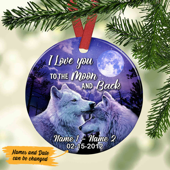 Personalized To The Moon Wolf Couple  Ornament SB163 26O47 1