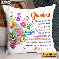 Personalized Gift For Grandma Floral Handprints Pillow 30673 thumb 1