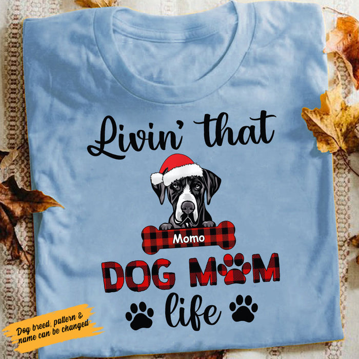 Personalized Livin That Dog Mom Life Christmas T Shirt OB191 30O58 1