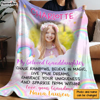 Personalized Gift For Granddaughter Rainbow Photo Custom Blanket 31464 thumb 1
