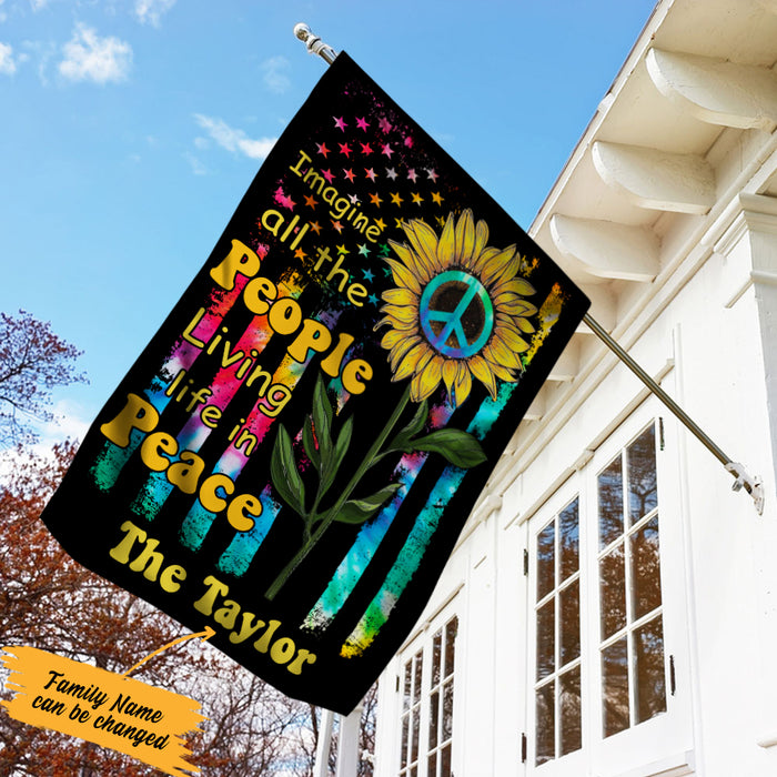 Personalized Hippie Imagine Sunflower Flag JL111 30O36 1