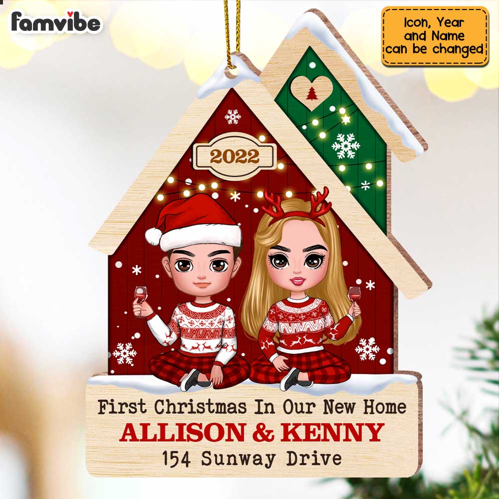 Personalized Family First Couple Christmas New Home Ornament SB284 32O47 Primary Mockup