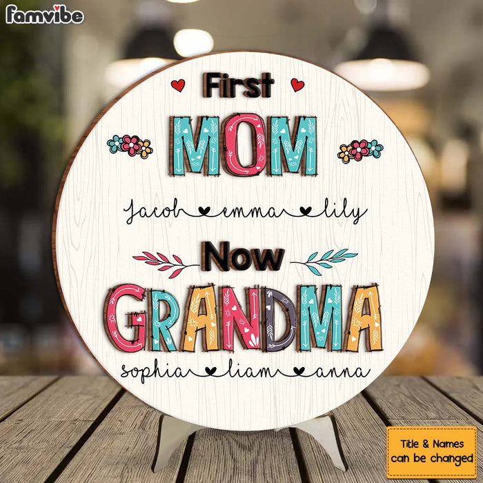 Personalized First Mom Now Grandma 2 Layered Separate Wooden Plaque 31647 1
