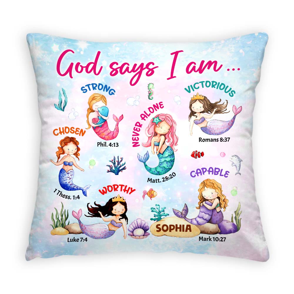 Personalized I Am Kind Mermaid Gift For Granddaughter Pillow 32038 Primary Mockup
