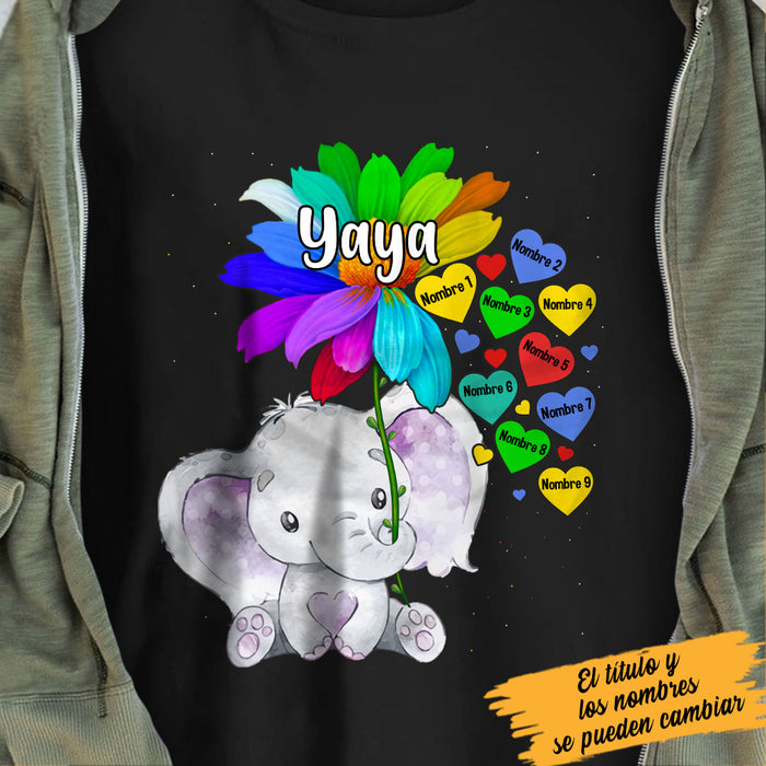 Personalized Mom Grandma Elephant Mamá Abuela  Elefante Spanish T Shirt AP233 30O60 1